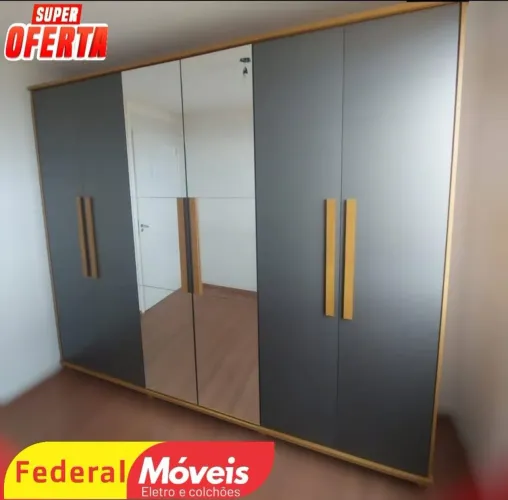 Guarda Roupa 6 Portas com Espelho - Espaço e Elegância no Seu Quarto!