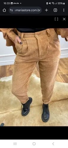 Calça de veludo cotelê feminina 