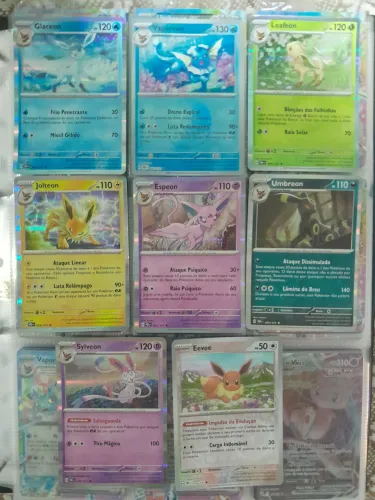 Cartas Pokémon - evoluções do Evee - coleção evoluções Prismáticas