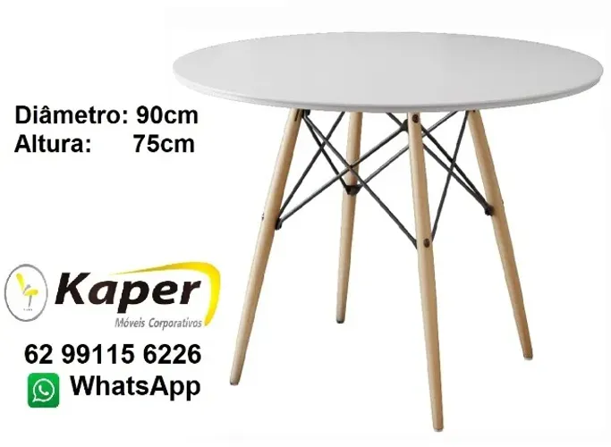 Mesa Redonda 90cm com Pés Eiffel em Madeira c / Aço ( produto novo ) Promoção