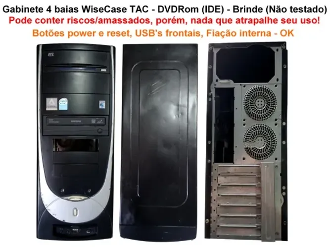 Gabinete 4 baias WiseCase TAC + DVDRom/Cabo (IDE) - Brinde (Não testado) 