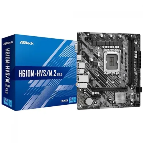 Placa Mãe ASRock H610M-HVS/M.2 R2.0, Chipset H610, Intel LGA 1700, 12ª, 13ª e 14ª Geração