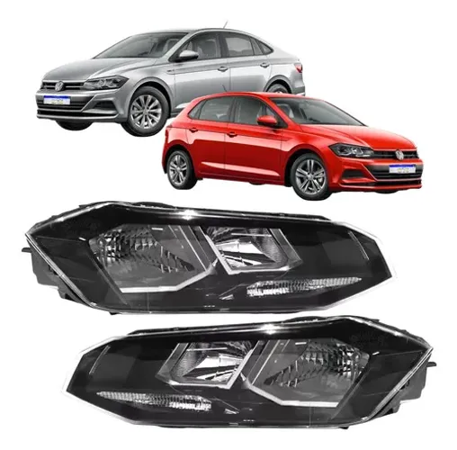 Farol Volkswagen Polo Virtus 2018 A 2022 Friso Preto