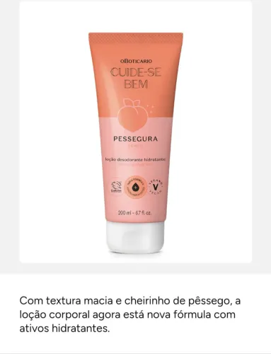 Loção Desodorante Hidratante Pessegurá - Cuide-se Bem