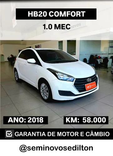 Hb20 Comfort 1.0 Mec / 2018 Ano / 58.000 km / Garantia de Motor e Câmbio  #Ceará 