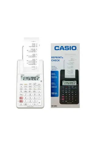 CALCULADORA COM BOBINA CASIO HR-8RC BRANCA
