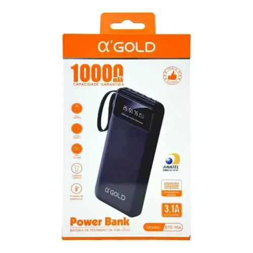 Carregador Portátil  Power bank 10000mah 37wh Ultra Rápido 3.1A Ion Lítio BTE-18A