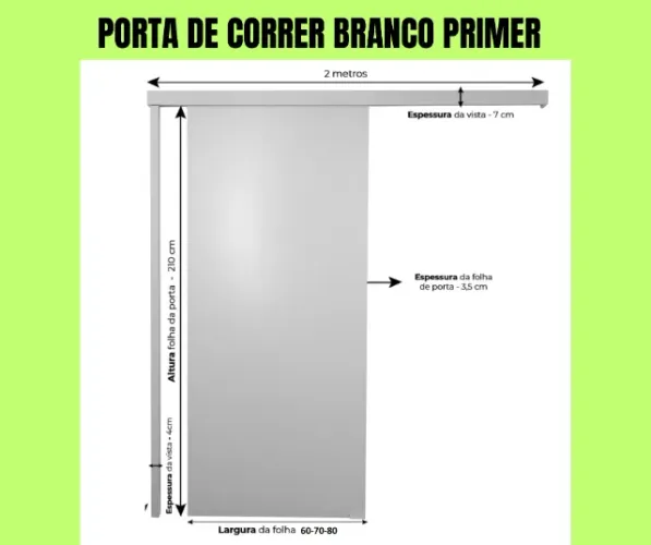 porta de correr para lavabo 210x60-70-80