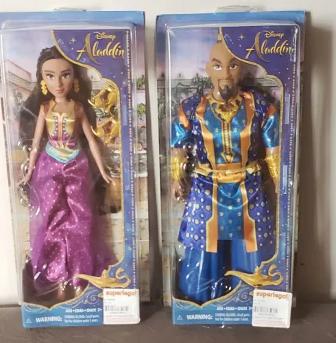 Bonecas Aladdin Live Action Disney Jasmim e Gênio - Novas