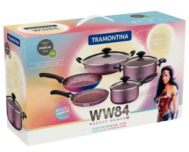 Jogo de Panelas Tramontina Wonder Woman WW84 - 5 peças