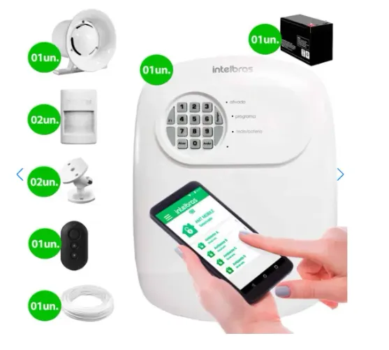 Kit Central de Alarme ANM 24 NET Intelbras monitorada por aplicativo