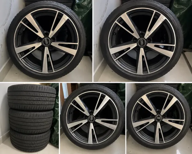 Jogo Rodas Originais Audi A3 Performance Black 2023 Aro 18 + Pneus Bridgestone Turanza