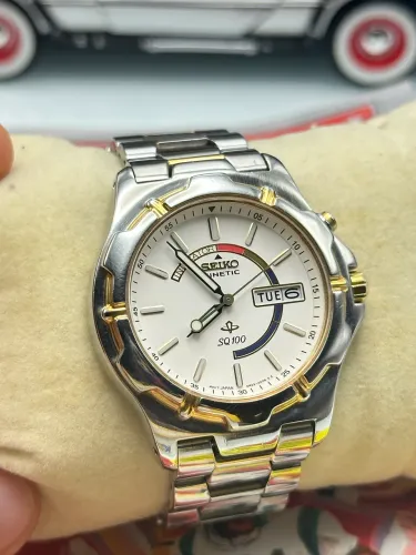 Relógio seiko Kinetic 39mm aço