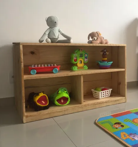 Rack Montessori com Baú em Pinus Tratado