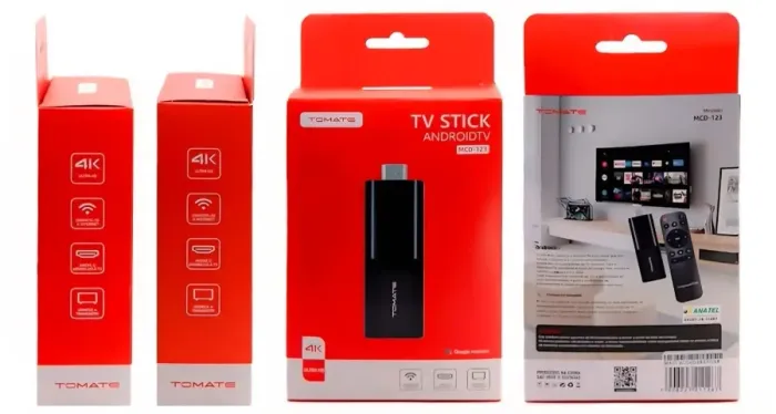 TV Stick 4K UHD Android TV - Homologado Anatel - Tomate (Preto)