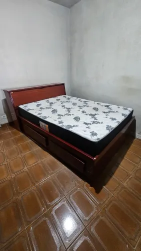 Cama com Baú e Gavetas  em madeira  e Colchão  Ortopédico 