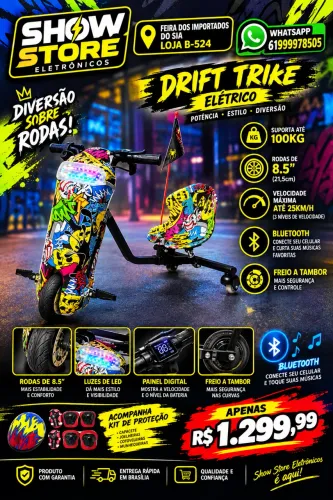 Triciclo elétrico drift ?8.5? 350w com bluetooth original