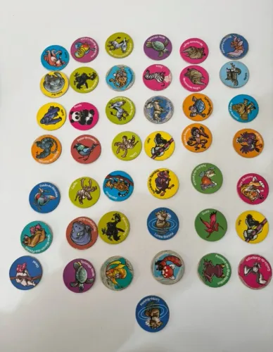 lote de 42 tazos ping pong animais em extinção