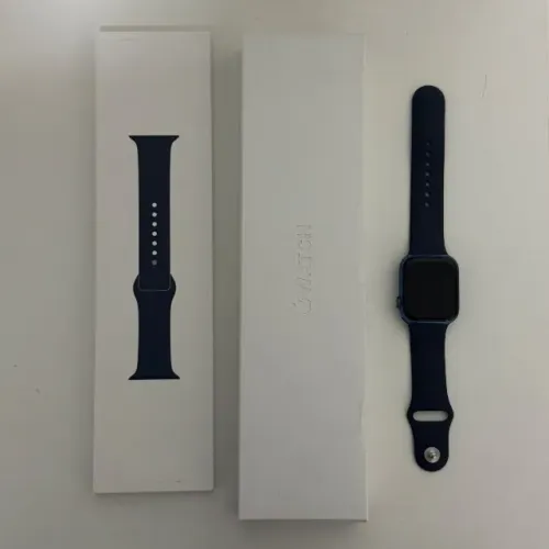 Apple Watch Series 7 45mm GPS Azul - Caixa completa, carregador + 3 pulseiras