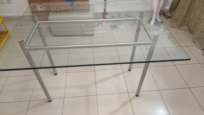 Mesa Expositora De Loja 1,30x1,00m - Vidro E Base Em Aço Inox (90cm Altura)<br>