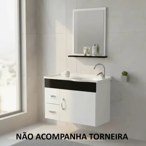 Conjunto Banheiro Balcão com Pia 58cm e Espelho | Fazemos Entrega
