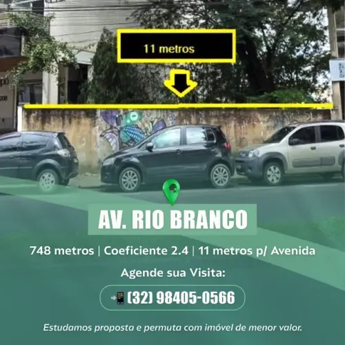 Terreno de 748m² na Av. Rio Branco | Coeficiente 2.4