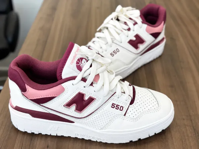 New Balance 550 Feminino Original Tam. 38 Branco/Rosa - Excelente Estado
