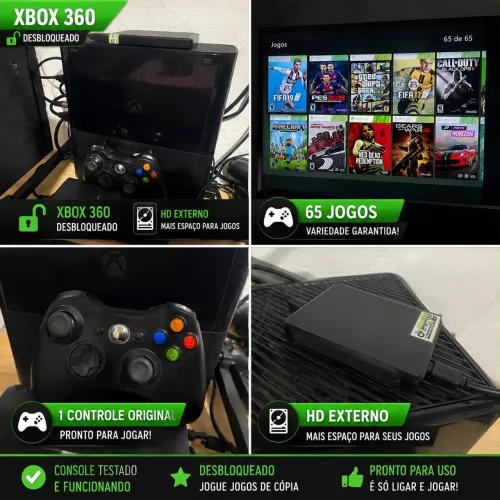 Xbox 360 desbloqueado + hd com jogos