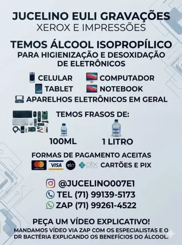  Álcool Isopropílico 99.8% Puro - 100ml e 1 Litro