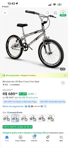 Bicicleta Aro 20 Bmx Cross Free Style