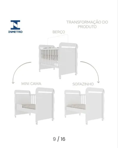 Berço Americano Carolina Baby + Colchão + Dossel | Vira Cama | Completo