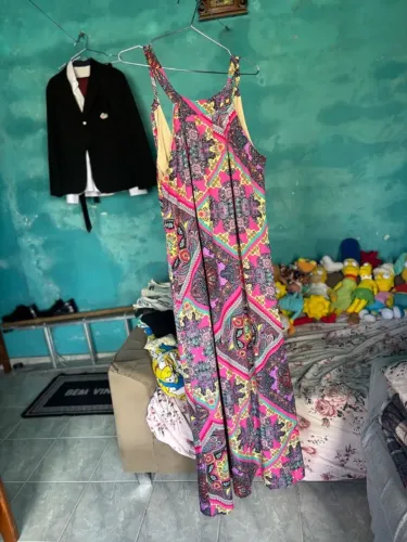 vestido longo estampado indiano m