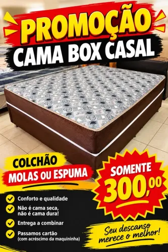 Cama Box Casal com Colchão - Apenas R$300