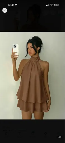 Vestido Curto Decote Halter Babados Verão Festa Costas Nuas