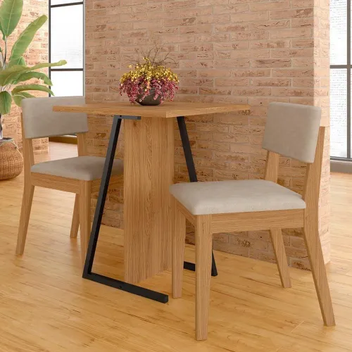 Conjunto De Mesa Com 2 Cadeiras Arkansas Cinamomo/bege - M. Arapongas
