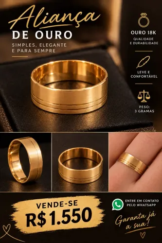 Aliança de ouro 18k - 3 gramas