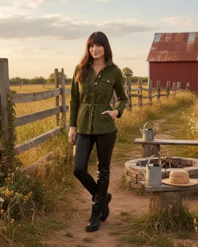 Jaqueta Parka Feminina Sarja Verde Militar P 38/40