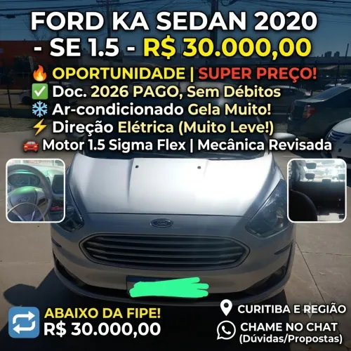 Ford KA 1.5 Sedan SE Plus 12V Flex 4P Mec. 2020