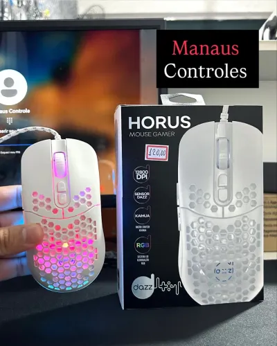 Mouse Gamer Branco Horus 12.800 Dpi Sensor Dazz Rgb 