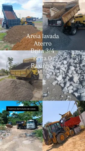 Caçamba: Areia, brita e aterro .