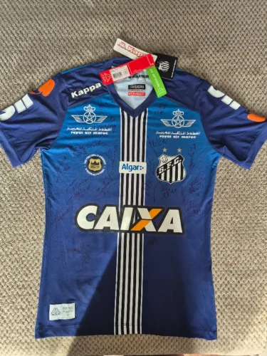 Camisa Santos FC 2016 Oficial Kappa Kombat - Modelo Jogador - Autografada pelo elenco!