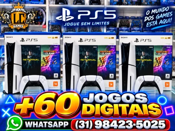 PS5 SLIM 1TBº COM LEITOR > 85 JOGOS > GARANTIA O3 MES > BRINDES I LOJA FISICA