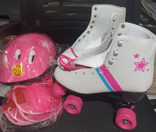 Patins Roller Flash Star + Kit de Proteção Tamanho 38, DM Radical