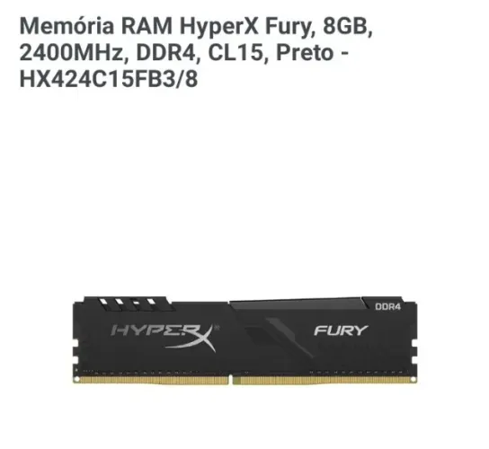 Vende-se Memória RAM HyperX Fury, 8GB, 2400MHz, DDR4, CL15, Preto