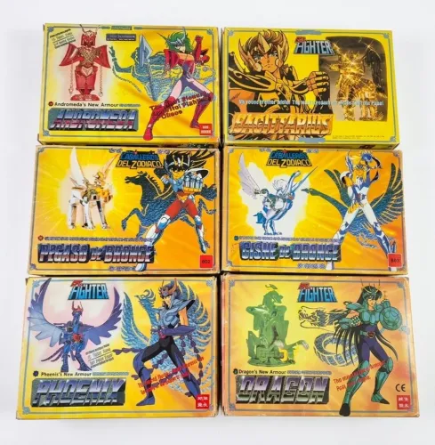 Cavaleiros do Zodíaco Anos 80 e 90 Set Completo de Bronze + Sagitário Ouro