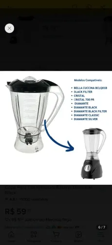 Copo de liquidificador britania diamante black 600