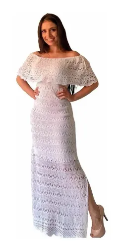 Vestido tricô branco, tamanho G