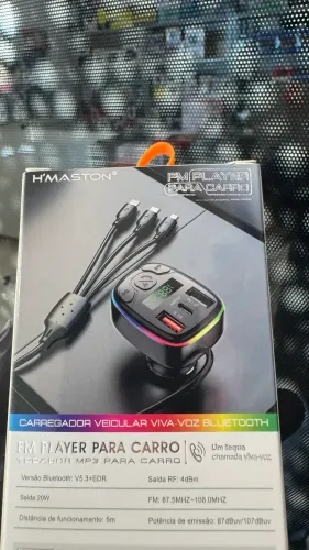 Transmissor FM Bluetooth 5.3 e Carregador Veicular H'Maston CD06 Fm Player