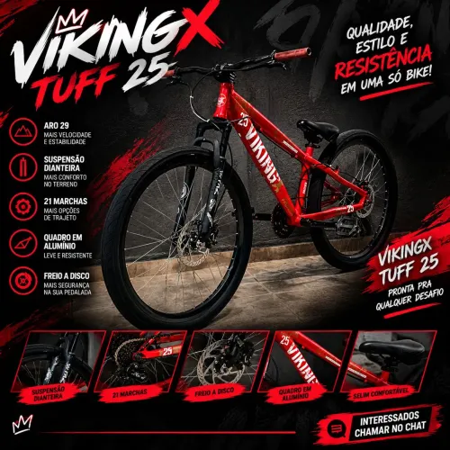 ? Bicicleta Vikingx Tuff 25 Aro 26 Single Speed - Freio a Disco