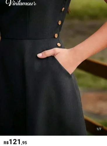 Vestido preto com bolso (Novo) veste 38/40